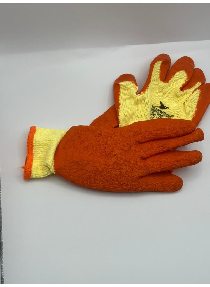 TEAKWOOD High-Visibility Latex Coated Work Gloves - Yellow/Orange - Superior Grip - 1 Pair - Image 3