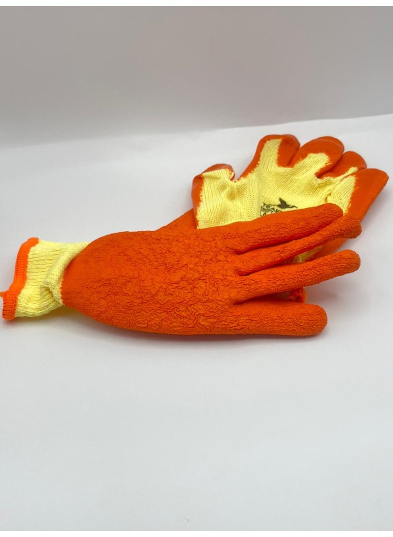 TEAKWOOD High-Visibility Latex Coated Work Gloves - Yellow/Orange - Superior Grip - 1 Pair - Image 5