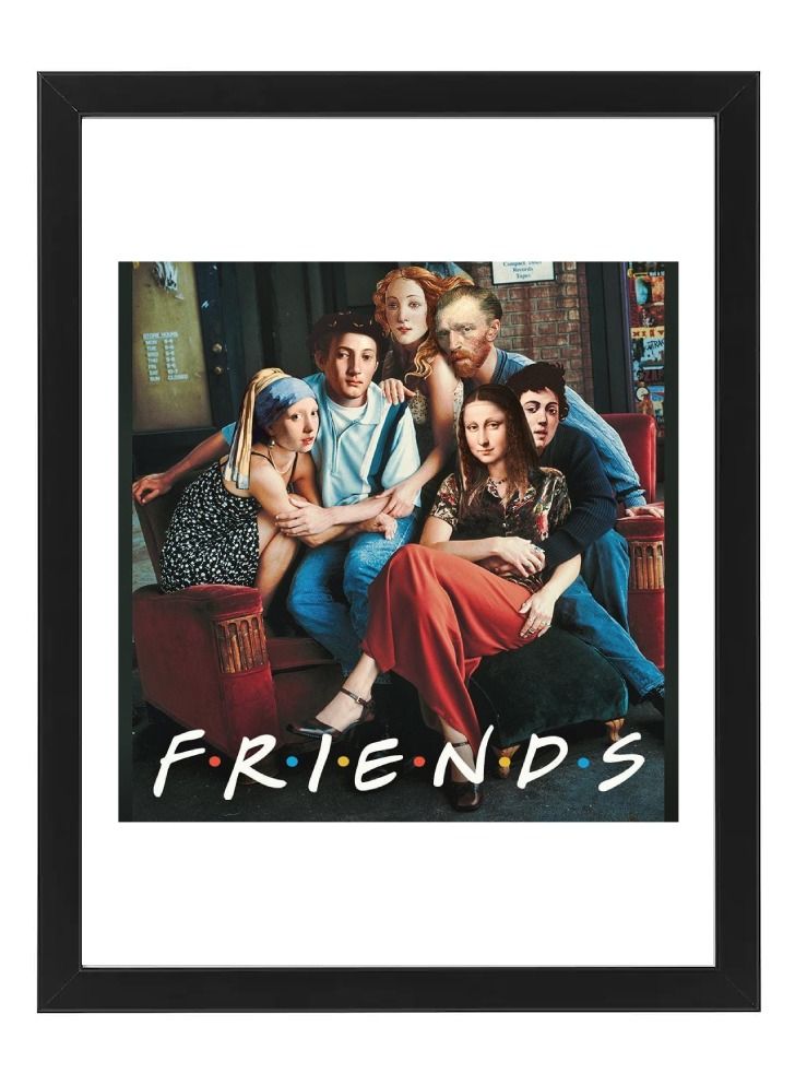 Boomah Accessories Friends Tv Serie Funny Art Van Gogh Mona Lisa Poster With Frame 50X40 cm
