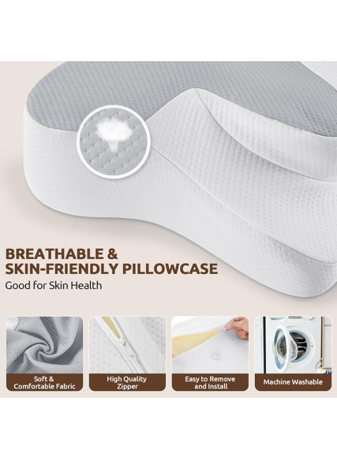 TIGER Memory Foam Cervical Pillow with 2-in-1 Ergonomic Contour Design for Neck Pain Relief, Orthopedic Support for Side Back and Stomach Sleepers, Pressure-Relieving Breathable Pillow - Image 4