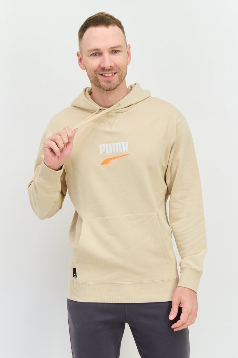PUMA Men Relaxed Fit Hooded Long Sleeves Outdoor Sweatshirt, Beige Combo  - Image 1