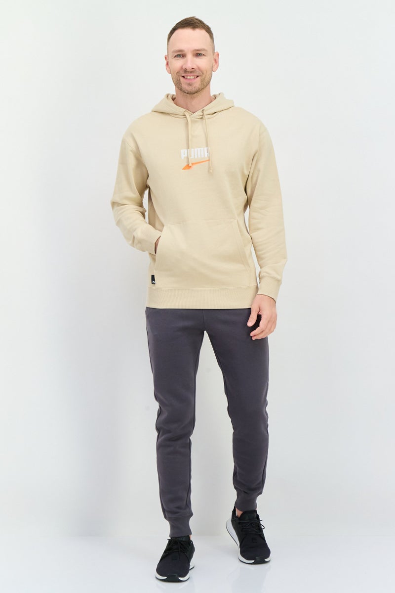 PUMA Men Relaxed Fit Hooded Long Sleeves Outdoor Sweatshirt, Beige Combo  - Image 4