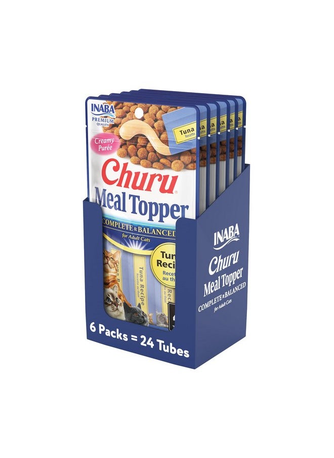 إينابا طعام القطط من INABA Churu Meal Topper، كامل ومتوازن، كريمي، مهروس قابل لللعق، أنبوب 0.5 أونصة، 24 أنبوبًا (4 لكل عبوة)، وصفة التونة  - Image 1