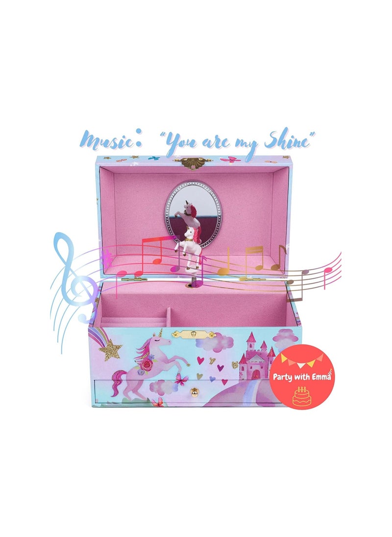 Party with Emma - Unicorn Jewelry Box for Girls & Boys Musical Girls Jewelry Organizer Box Granddaughter Gifts for 3 4 5 6 78 Year Old Girls - Image 1