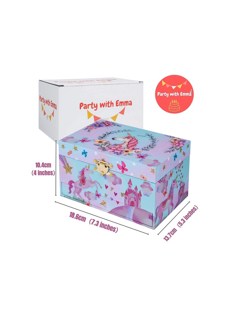 Party with Emma - Unicorn Jewelry Box for Girls & Boys Musical Girls Jewelry Organizer Box Granddaughter Gifts for 3 4 5 6 78 Year Old Girls - Image 1