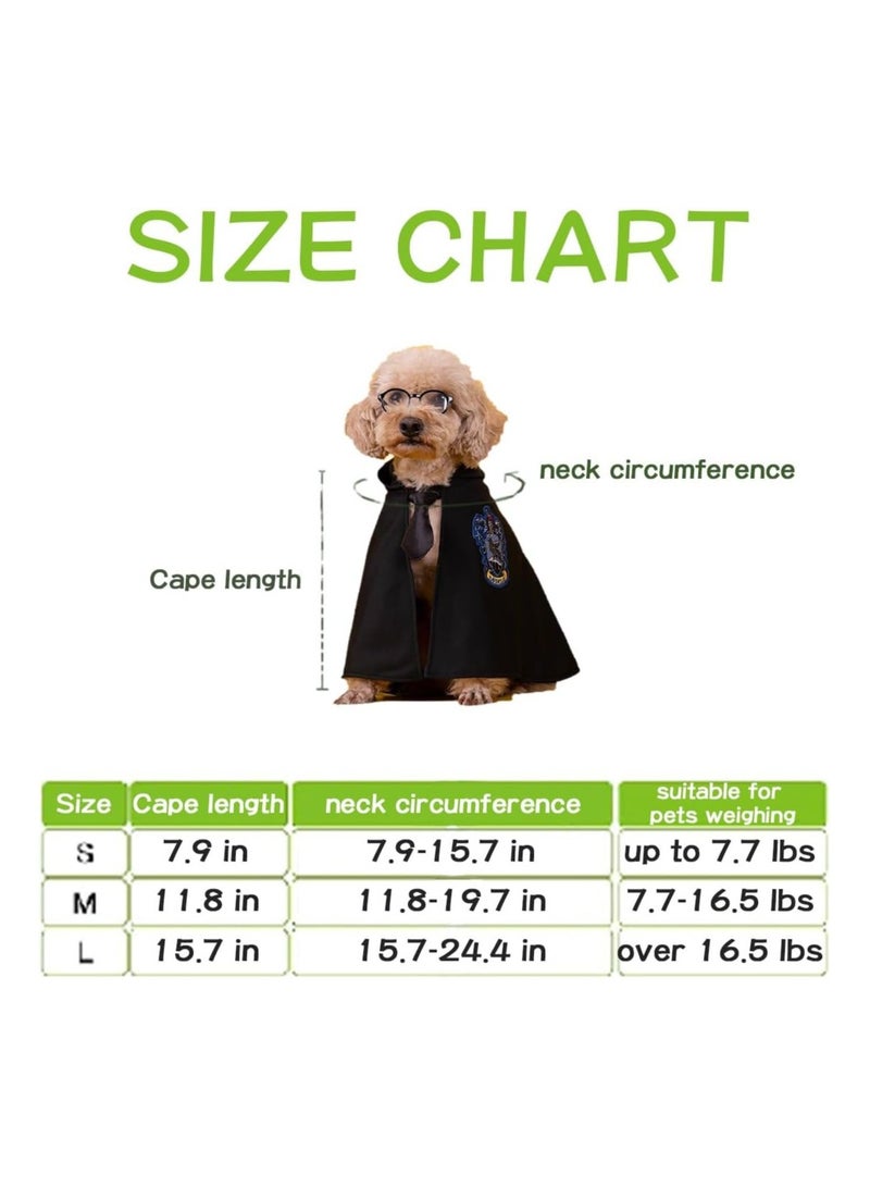 Pet Costume Harry Potter Witchcraft Style, Dog Cat Cute  Costumes Cape Cosplay Costume Set, Wizard Pet Clothes Apparel Soft Hoodies with Glasses Neckties, Yellow (Large Size) - Image 5