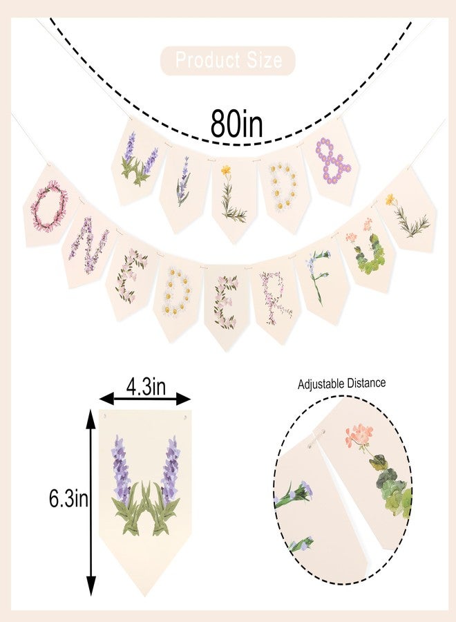HIKLO Wild and Onederful Hanging Banner - Wild One Baby Girl Birthday Banner, Wildflower Baby Shower Party Decorations, Market Farmers Birthday Party Supplies, Cake Smash Photo Props - Image 2