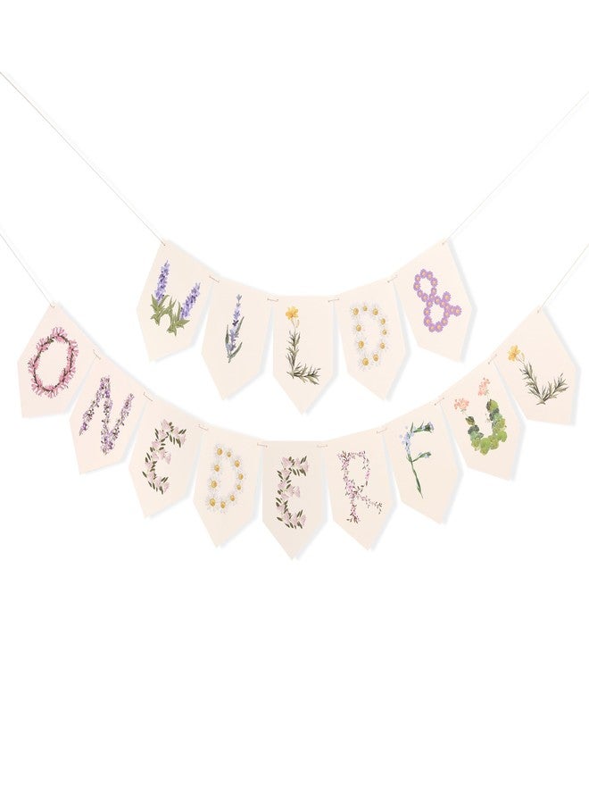 HIKLO Wild and Onederful Hanging Banner - Wild One Baby Girl Birthday Banner, Wildflower Baby Shower Party Decorations, Market Farmers Birthday Party Supplies, Cake Smash Photo Props - Image 1
