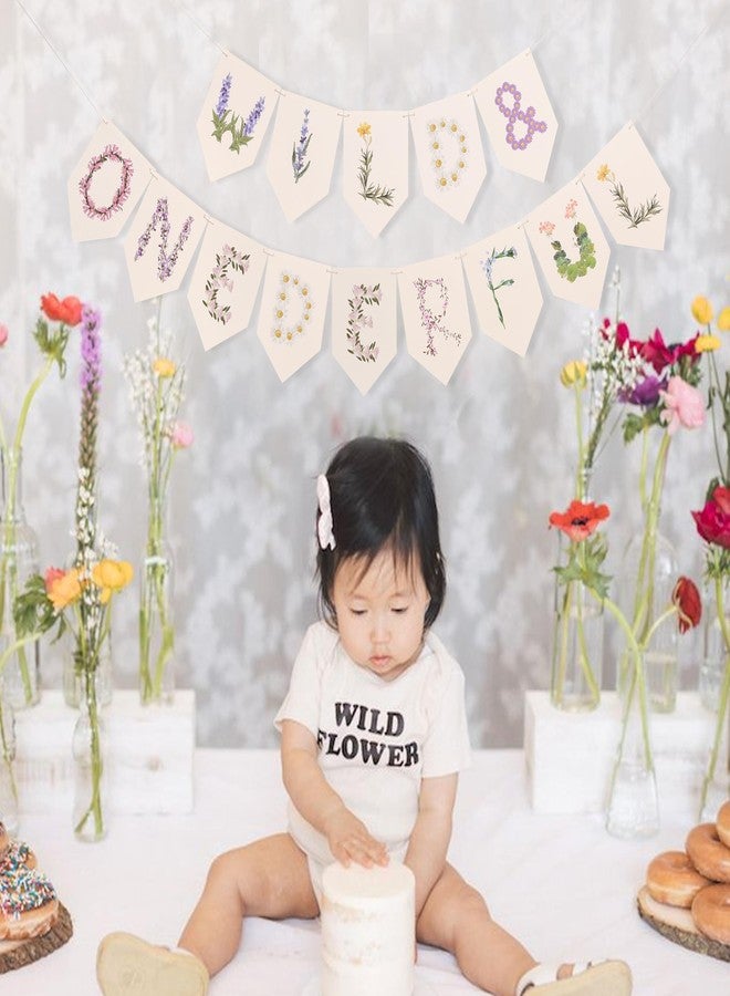 HIKLO Wild and Onederful Hanging Banner - Wild One Baby Girl Birthday Banner, Wildflower Baby Shower Party Decorations, Market Farmers Birthday Party Supplies, Cake Smash Photo Props - Image 5