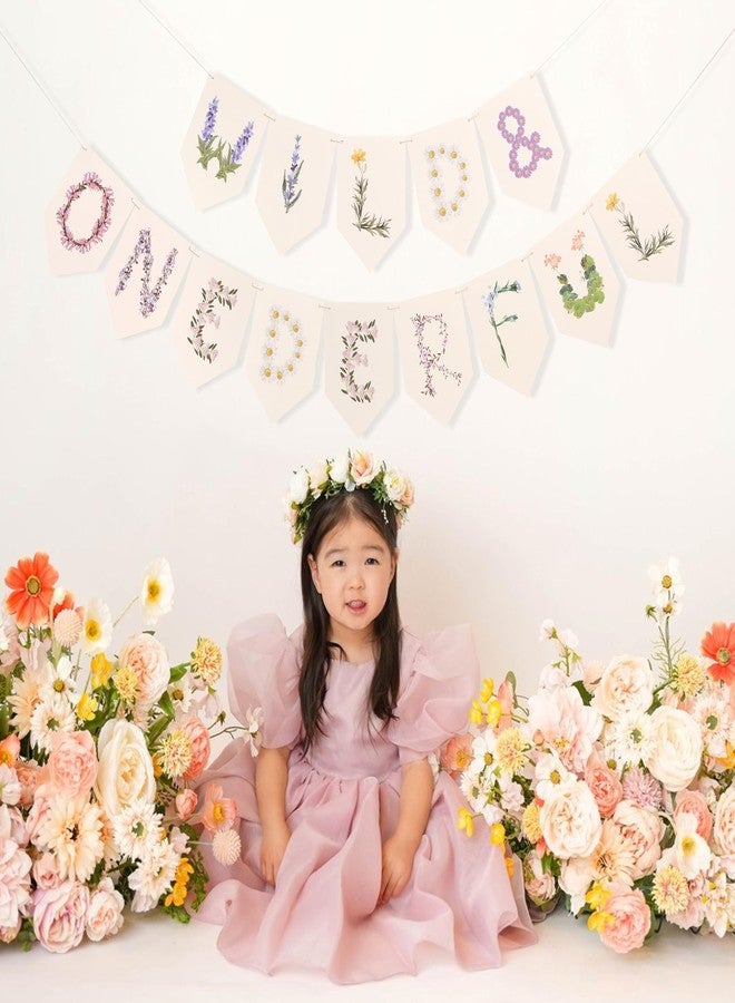 HIKLO Wild and Onederful Hanging Banner - Wild One Baby Girl Birthday Banner, Wildflower Baby Shower Party Decorations, Market Farmers Birthday Party Supplies, Cake Smash Photo Props - Image 3