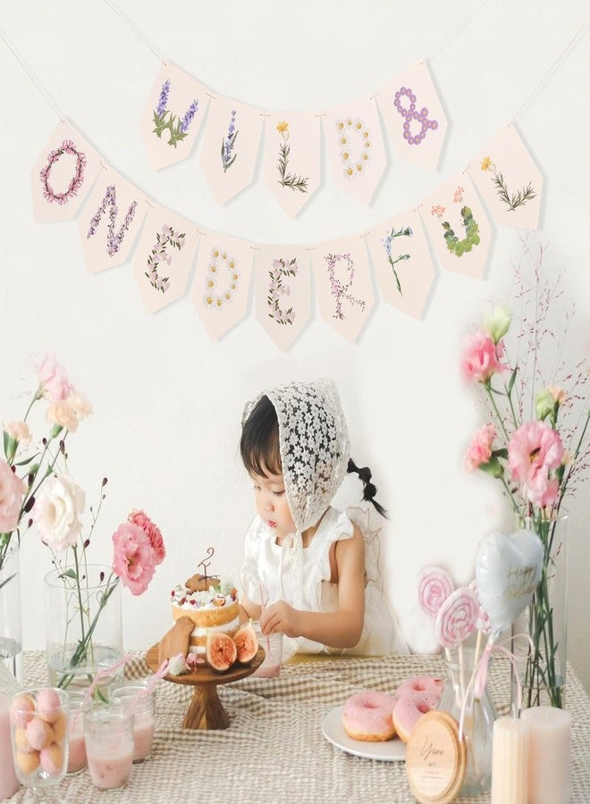 HIKLO Wild and Onederful Hanging Banner - Wild One Baby Girl Birthday Banner, Wildflower Baby Shower Party Decorations, Market Farmers Birthday Party Supplies, Cake Smash Photo Props - Image 4