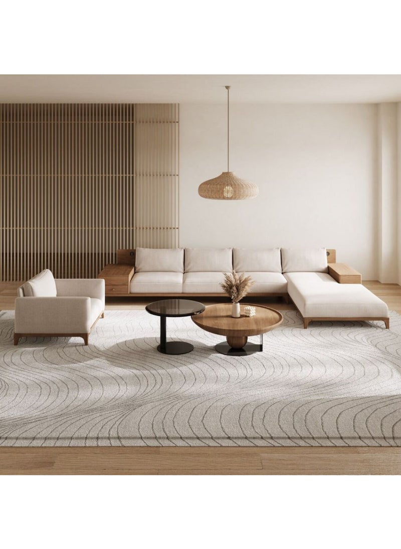 Homzmart Swedish Wood and Linen Living Room Set 2 Pieces - Beige  - Image 1