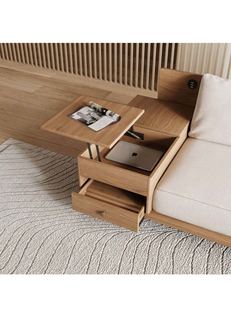Homzmart Swedish Wood and Linen Living Room Set 2 Pieces - Beige  - Image 5