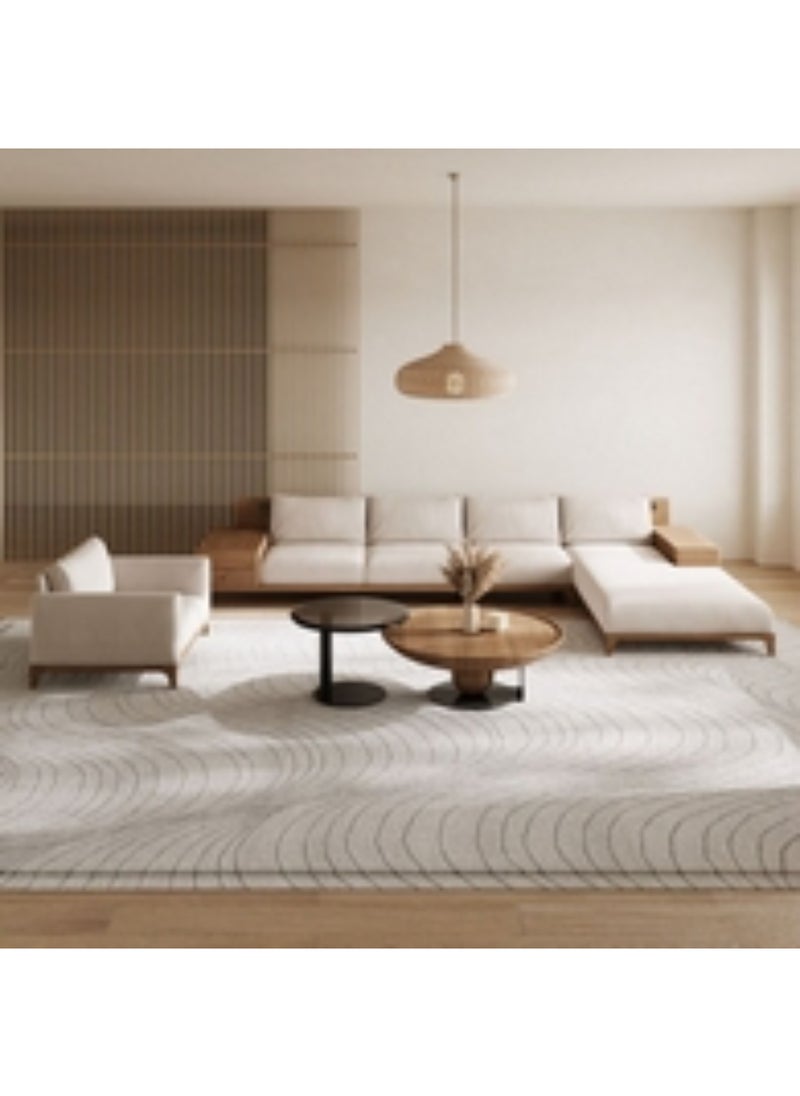 Homzmart Swedish Wood and Linen Living Room Set 2 Pieces - Beige  - Image 2