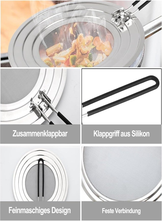 VALAJOGI Stainless Steel Splatter Screen for Frying Pan – Grease & Oil Splash Guard with Folding Handle Heavy Duty Fry Pan Cover for Bacon, Deep Frying & Cooking Kitchen Strainer Tool - Image 3