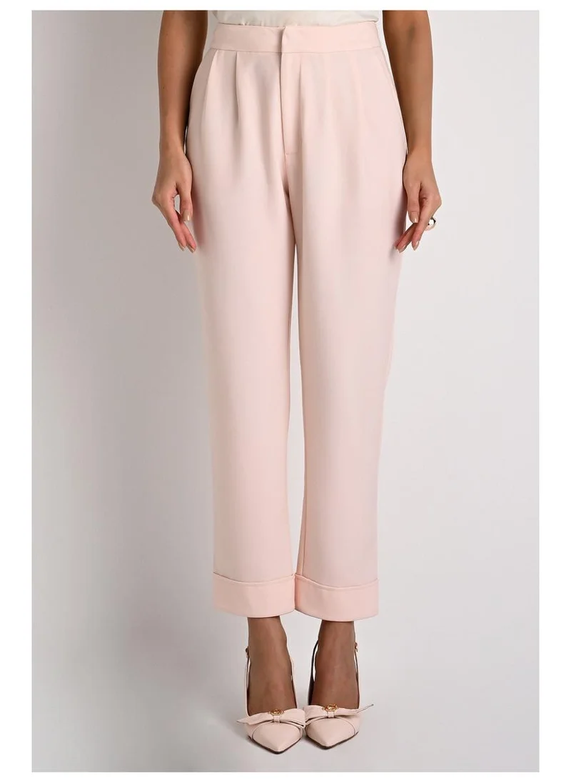 Carrot Pants with Overlapping Waistband in Lily Pink