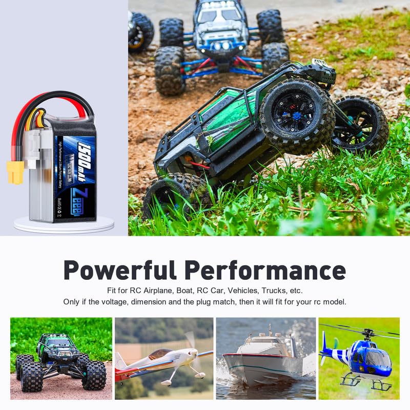 Zeee 4S Lipo Battery 1500mAh 14.8V 120C Graphene Battery with XT60 Plug for FPV Drone Quadcopter Helicopter Airplane RC Boat RC Car RC Models(2 Pack) - Image 5