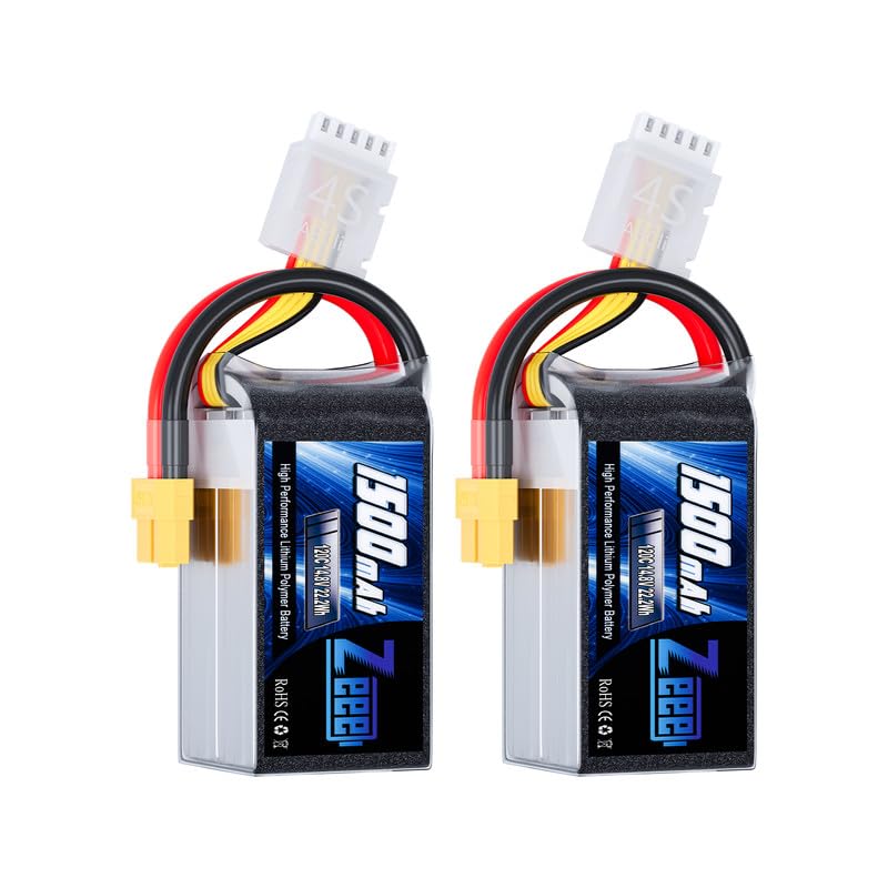 Zeee 4S Lipo Battery 1500mAh 14.8V 120C Graphene Battery with XT60 Plug for FPV Drone Quadcopter Helicopter Airplane RC Boat RC Car RC Models(2 Pack) - Image 1
