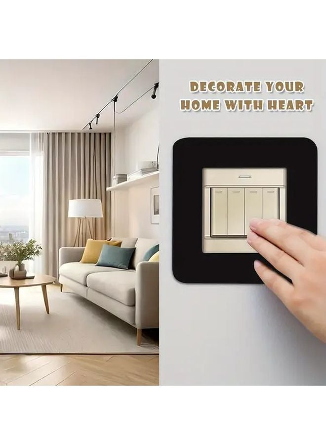 Matte Black And White Square Switch Panel Cover Self Adhesive No Drilling 3 39x3 39 Inches - Image 3