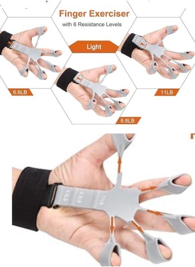 SUNIFY - Hand Grip Strengthener Adjustable Finger Exerciser and Finger Stretcher Grip Strength Trainer for Hand Therapy - Image 1