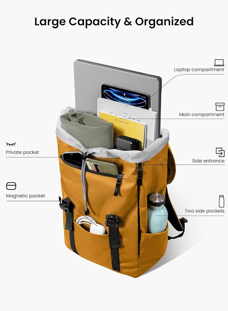 Tomtoc VintPack-TA1 Flap Laptop Backpack, Lightweight, Water-Resistant Travel Casual Daypack, Slim Durable Work-pack Rucksack for 13-16 Inch MacBook Laptop, Large Capacity, Eco-Friendly Backpack  17L - Image 3