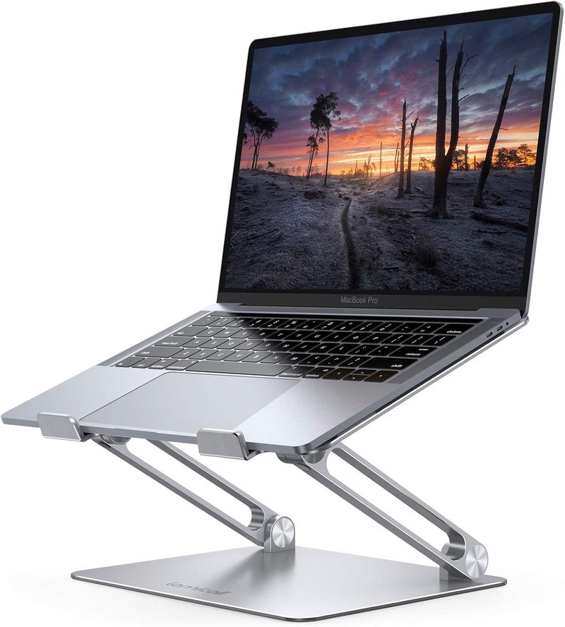 Lamicall Adjustable Laptop Stand, Portable Laptop Riser, Aluminum Laptop Stand for Desk Foldable, Ergonomic Computer Notebook Stand Holder for MacBook Air Pro, Dell XPS, HP (10-17.3'') - Silver - Image 1