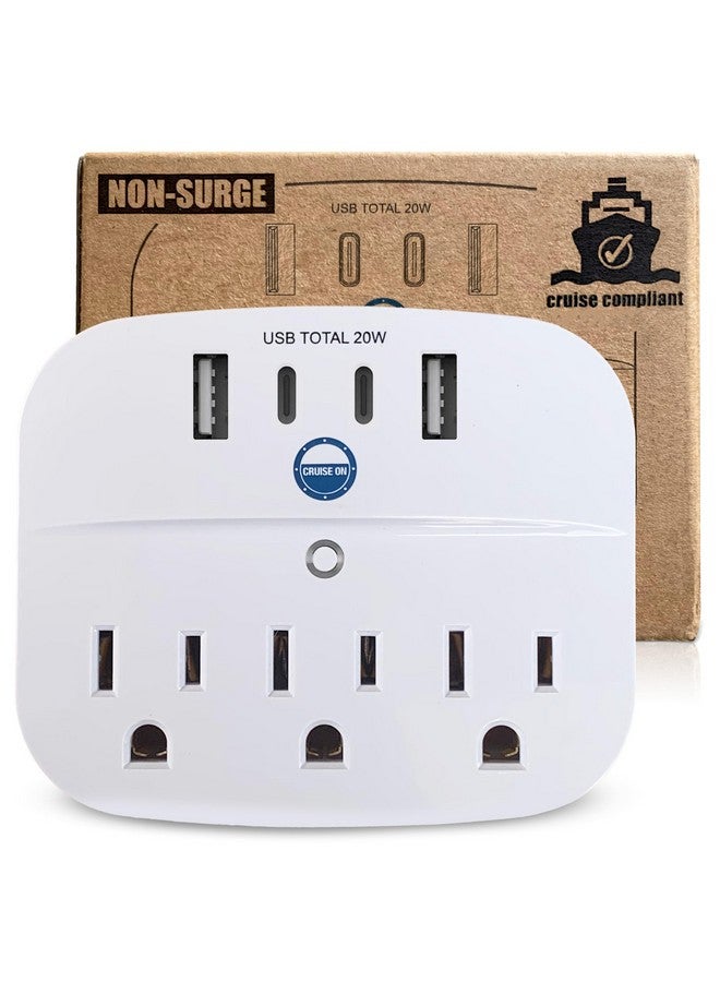 Cruise On Cruise Approved Non Surge Power Strip [2 USBC, 2 USB, 3 AC] - Cruise Essentials for Carnival, Celebrity, Princess, Norwegian, MSC & Major Cruise Lines - Image 1