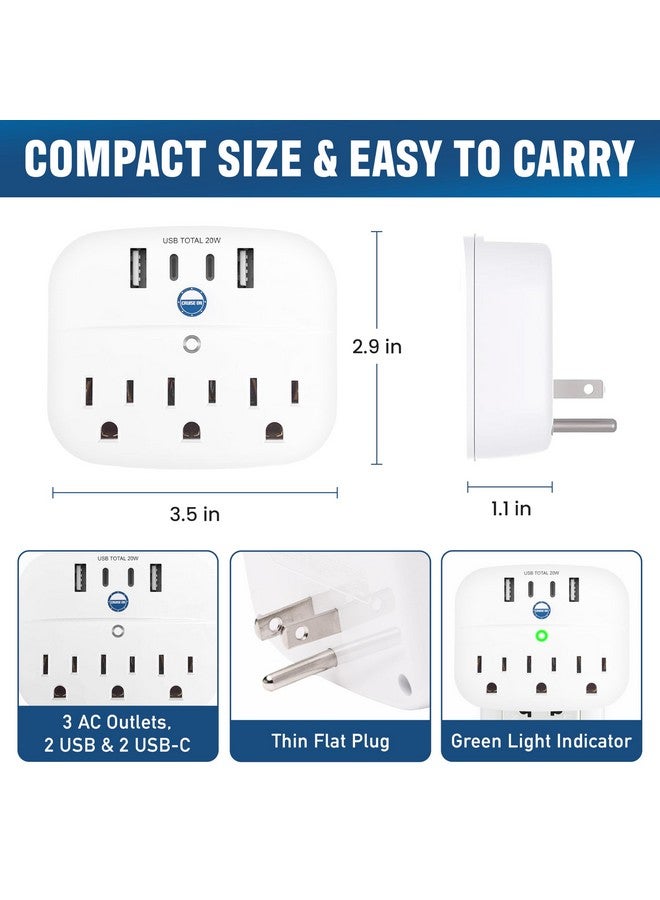 Cruise On Cruise Approved Non Surge Power Strip [2 USBC, 2 USB, 3 AC] - Cruise Essentials for Carnival, Celebrity, Princess, Norwegian, MSC & Major Cruise Lines - Image 4
