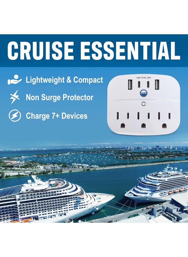 Cruise On Cruise Approved Non Surge Power Strip [2 USBC, 2 USB, 3 AC] - Cruise Essentials for Carnival, Celebrity, Princess, Norwegian, MSC & Major Cruise Lines - Image 3