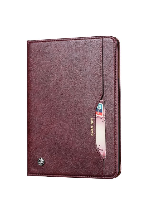 HuHa Case Cover For iPad 10.2 Knead Skin Texture Horizontal Flip Leather Case with Photo Frame & Holder & Card Slots & Wallet Wine Red