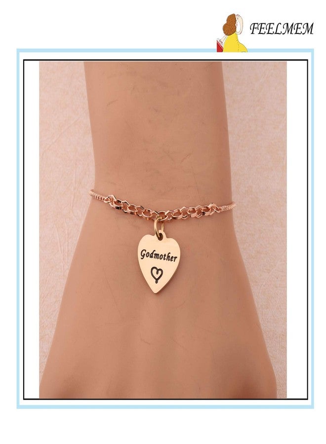 FEELMEM Godmother Bangle Bracelet,Goddaughter Bangle Bracelet,Baptism Gift for Godmothers/Goddaughters (Godmother Slider RG) - Image 3