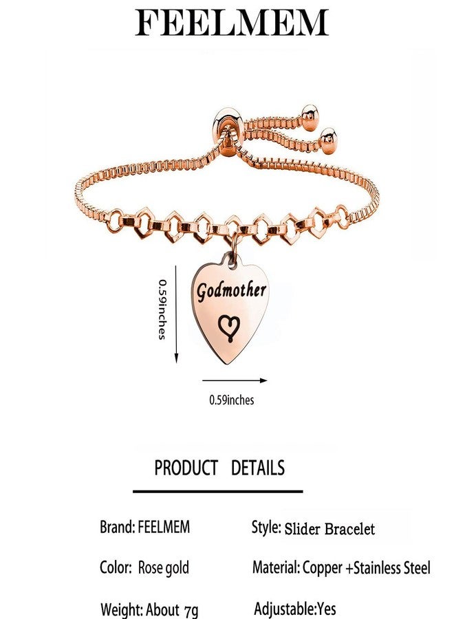 FEELMEM Godmother Bangle Bracelet,Goddaughter Bangle Bracelet,Baptism Gift for Godmothers/Goddaughters (Godmother Slider RG) - Image 2