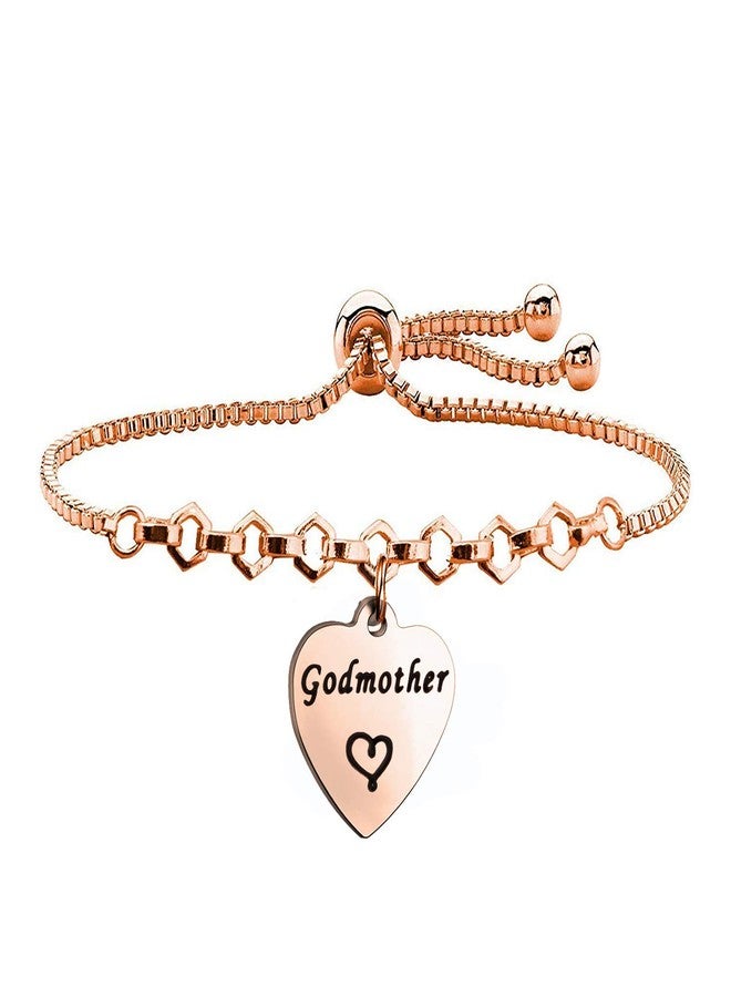 FEELMEM Godmother Bangle Bracelet,Goddaughter Bangle Bracelet,Baptism Gift for Godmothers/Goddaughters (Godmother Slider RG) - Image 1
