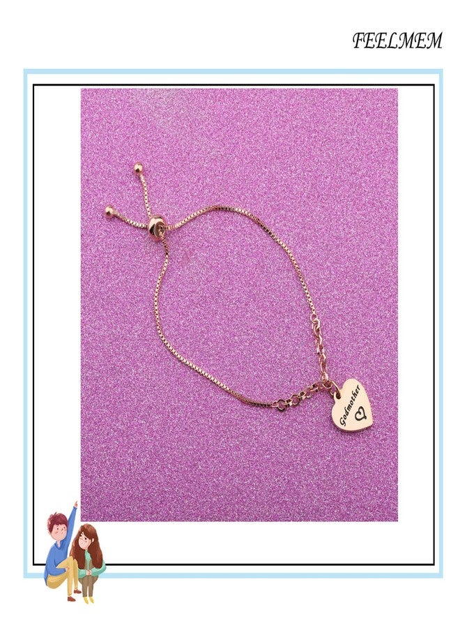 FEELMEM Godmother Bangle Bracelet,Goddaughter Bangle Bracelet,Baptism Gift for Godmothers/Goddaughters (Godmother Slider RG) - Image 5