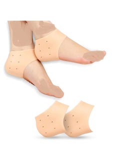 "Moisturizing Silicone Heel Protectors for Heel Sores and Plantar Fasciitis Relief - Pair of Thick Heel Sleeves for Bone Spurs and Heel Pain Relief, Silicone Heel Pads for Cracked and Dry Feet - For Men and Women with Air Vents for Ventilation, Foot Moisture Retention, and Crack Prevention - Medical Gel Insoles for Daily and Sports Heel Pain Relief."