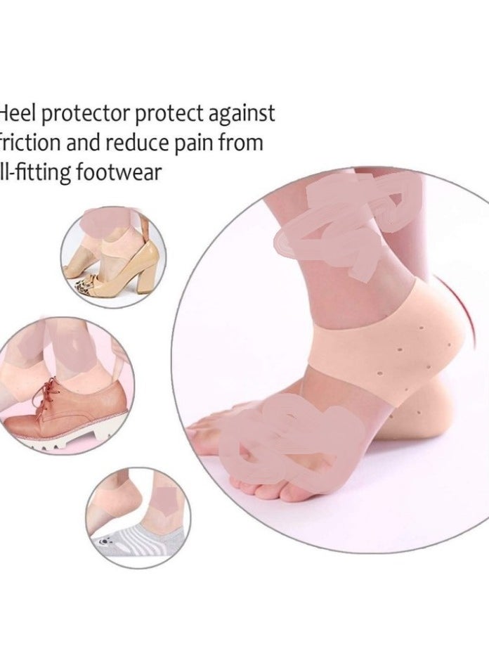 Generic - "Moisturizing Silicone Heel Protectors for Heel Sores and Plantar Fasciitis Relief - Pair of Thick Heel Sleeves for Bone Spurs and Heel Pain Relief, Silicone Heel Pads for Cracked and Dry Feet - For Men and Women with Air Vents for Ventilation, Foot Moisture Retention, and Crack Prevention - Medical Gel Insoles for Daily and Sports Heel Pain Relief." - Image 1