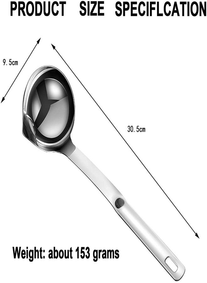 UNIQUE CART Oil Separator Ladle 304 Stainless Steel Oil Soup Separator Spoon, 12 Inch Oil-Separated Spoon with Long Handle for Stirring, Serving Soups and More (2 PCS) - Image 2