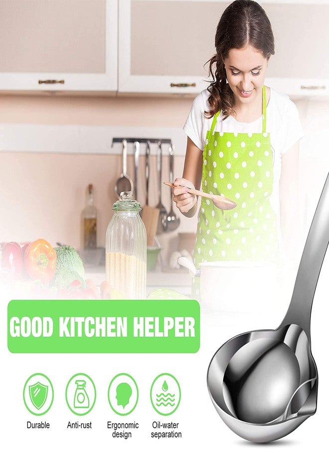 UNIQUE CART Oil Separator Ladle 304 Stainless Steel Oil Soup Separator Spoon, 12 Inch Oil-Separated Spoon with Long Handle for Stirring, Serving Soups and More (2 PCS) - Image 5