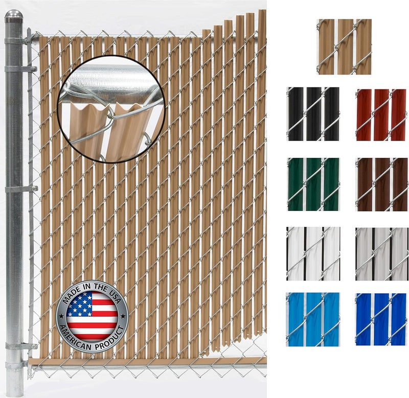 FenceSource Wave Slat (9 Colors) Single Wall Bottom Locking Privacy Slat for 4', 5', 6', 7' and 8' Chain Link Fence (5 ft, Beige) - Image 1