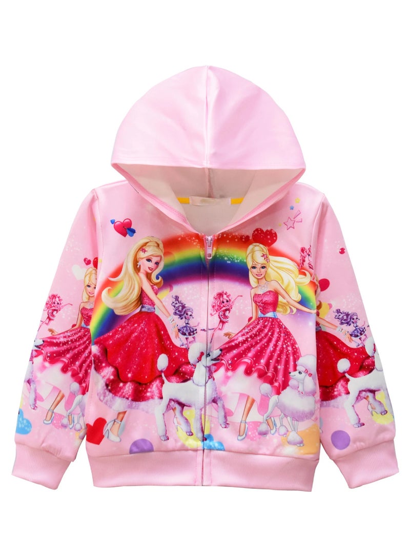 باربي جاكيت بومبر مطبوع باربي للمعجبين بمقاسات متعددة قماش ناعم قابل للتنفس طباعة شعار أيقوني ملابس خارجية كاجوال - Image 3