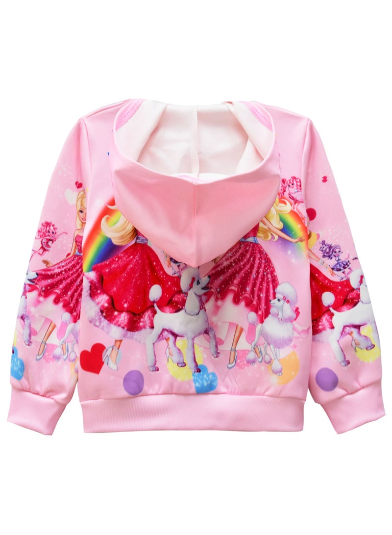 باربي جاكيت بومبر مطبوع باربي للمعجبين بمقاسات متعددة قماش ناعم قابل للتنفس طباعة شعار أيقوني ملابس خارجية كاجوال - Image 2