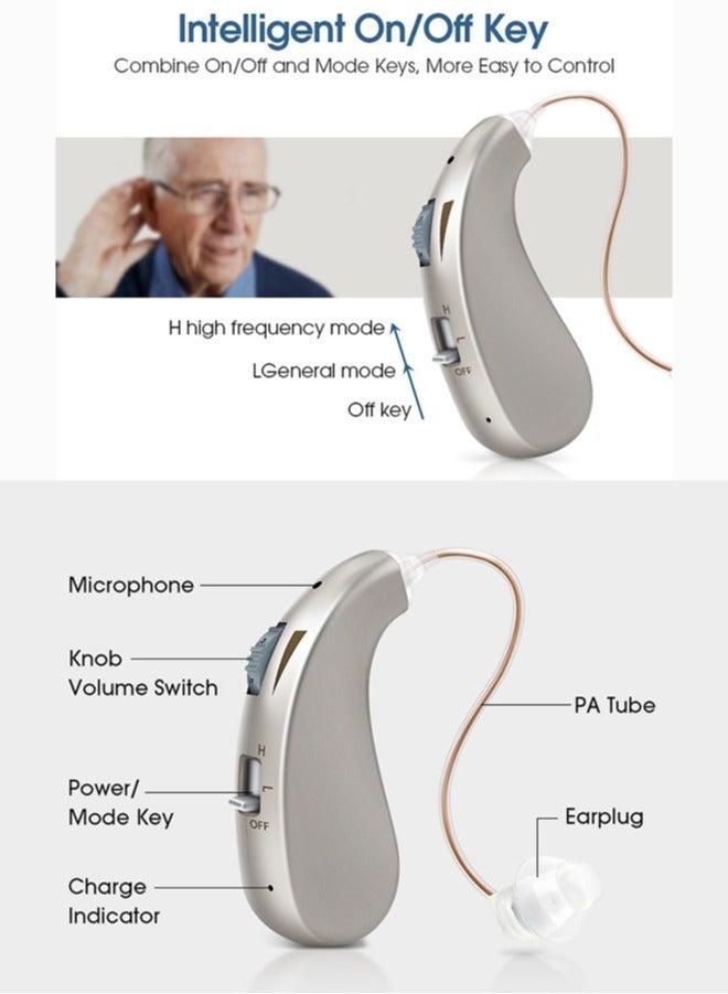general Hearing Aids for Seniors Rechargeable, Adults Hearing Amplifiers For Severe Hearing Loss, Invisible In Ear Hearing Assist Devices, BTE Hearing Aid with Charging Case, Silver - Image 3