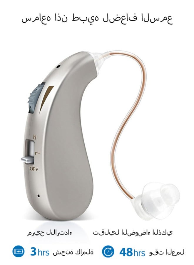 general Hearing Aids for Seniors Rechargeable, Adults Hearing Amplifiers For Severe Hearing Loss, Invisible In Ear Hearing Assist Devices, BTE Hearing Aid with Charging Case, Silver - Image 1