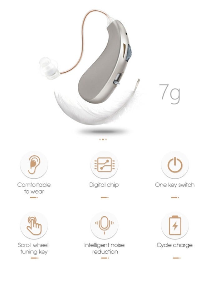general Hearing Aids for Seniors Rechargeable, Adults Hearing Amplifiers For Severe Hearing Loss, Invisible In Ear Hearing Assist Devices, BTE Hearing Aid with Charging Case, Silver - Image 2