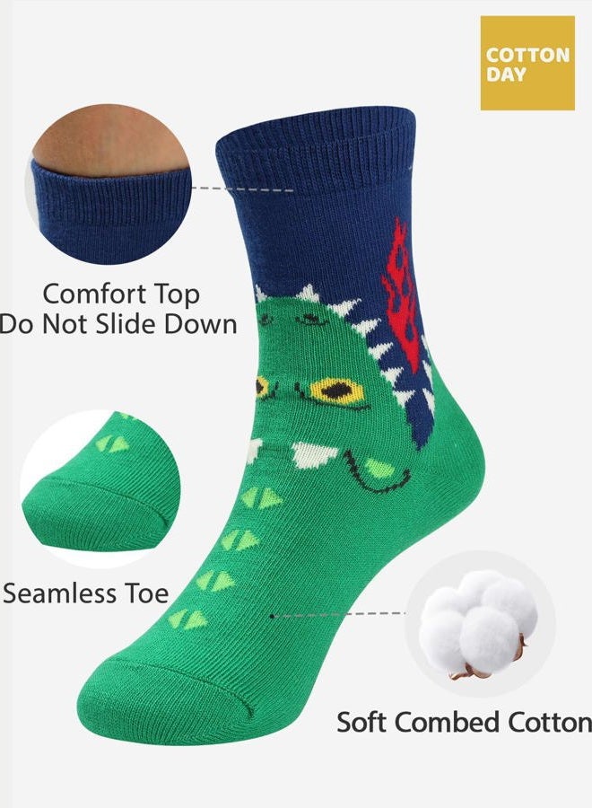 COTTON DAY Boys Fun Crew Socks Pack of 5 (sharks XL: Shoe Size 4-7) - Image 2