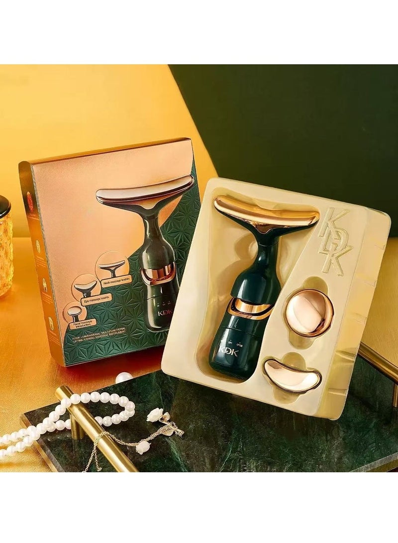 كي دي كي جهاز تدليك 3 في 1 مضاد للتجاعيد للوجه والرقبة والعينين، جهاز تدليك اهتزازي للوجه للعناية بالبشرة، أداة نحت الوجه متعددة الوظائف لتدليك الرقبة والوجه وجهاز تجميل - Image 1