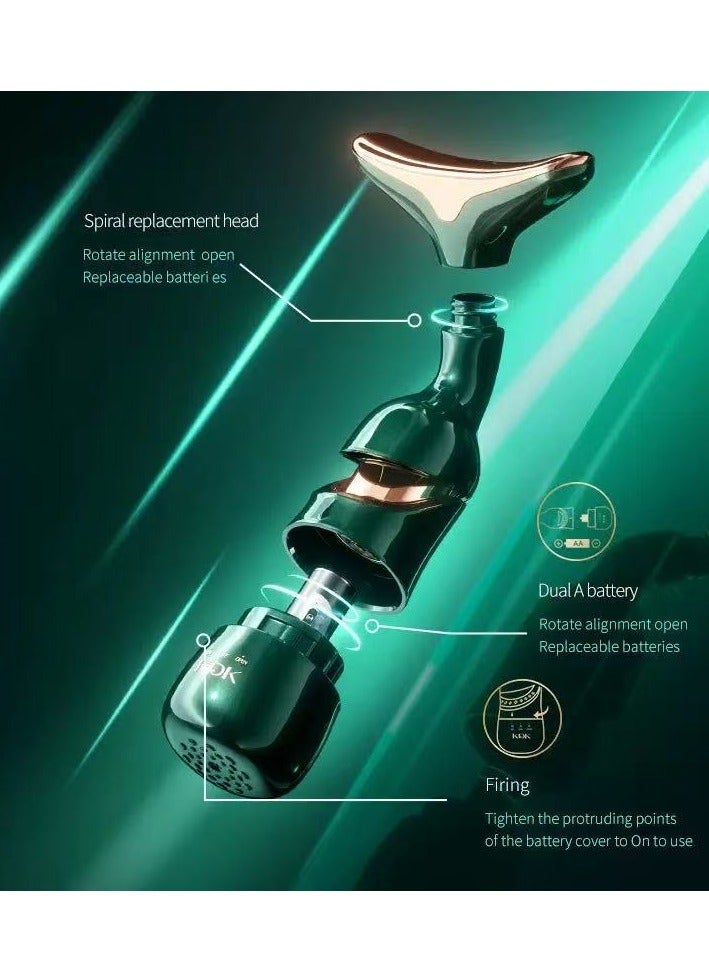 كي دي كي جهاز تدليك 3 في 1 مضاد للتجاعيد للوجه والرقبة والعينين، جهاز تدليك اهتزازي للوجه للعناية بالبشرة، أداة نحت الوجه متعددة الوظائف لتدليك الرقبة والوجه وجهاز تجميل - Image 2