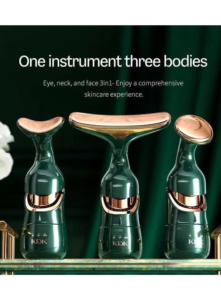 كي دي كي جهاز تدليك 3 في 1 مضاد للتجاعيد للوجه والرقبة والعينين، جهاز تدليك اهتزازي للوجه للعناية بالبشرة، أداة نحت الوجه متعددة الوظائف لتدليك الرقبة والوجه وجهاز تجميل - Image 4
