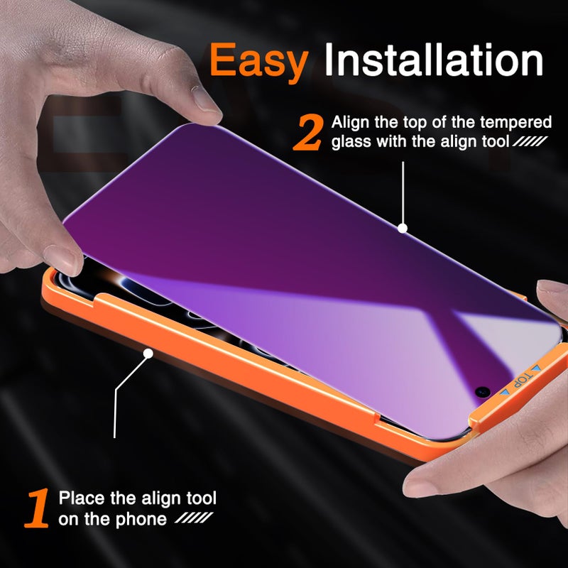 Milomdoi 3 Pack Gradient Colorful Privacy Screen Protector for iPhone 17 Pro Max [Anti-Blue Light Private Film], 3 Pacs Camera Lens Protector Accessories, Case Friendly, Anti-Spy Tempered Glass - Image 3
