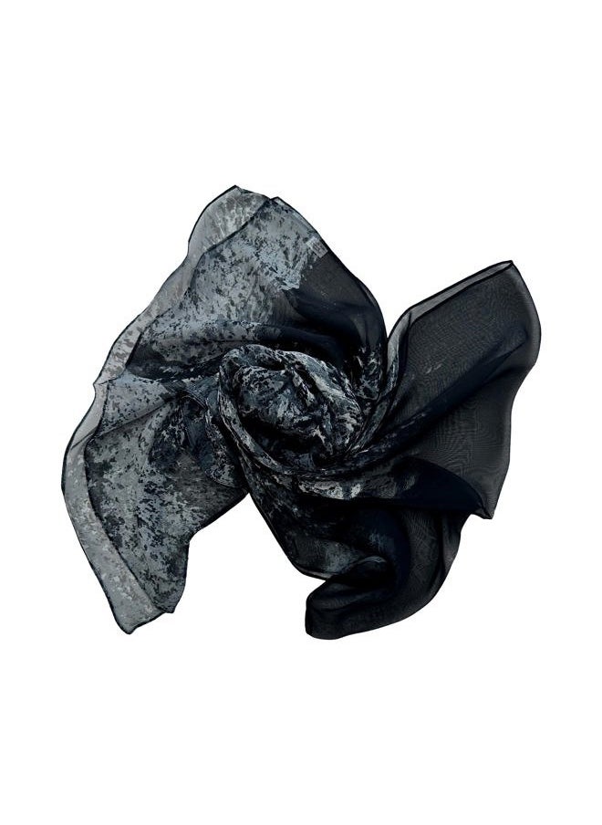 allydrew Wrapables Lightweight Sheer Silky Feeling Georgette Scarf, Peach Tree in Gray  - Image 3